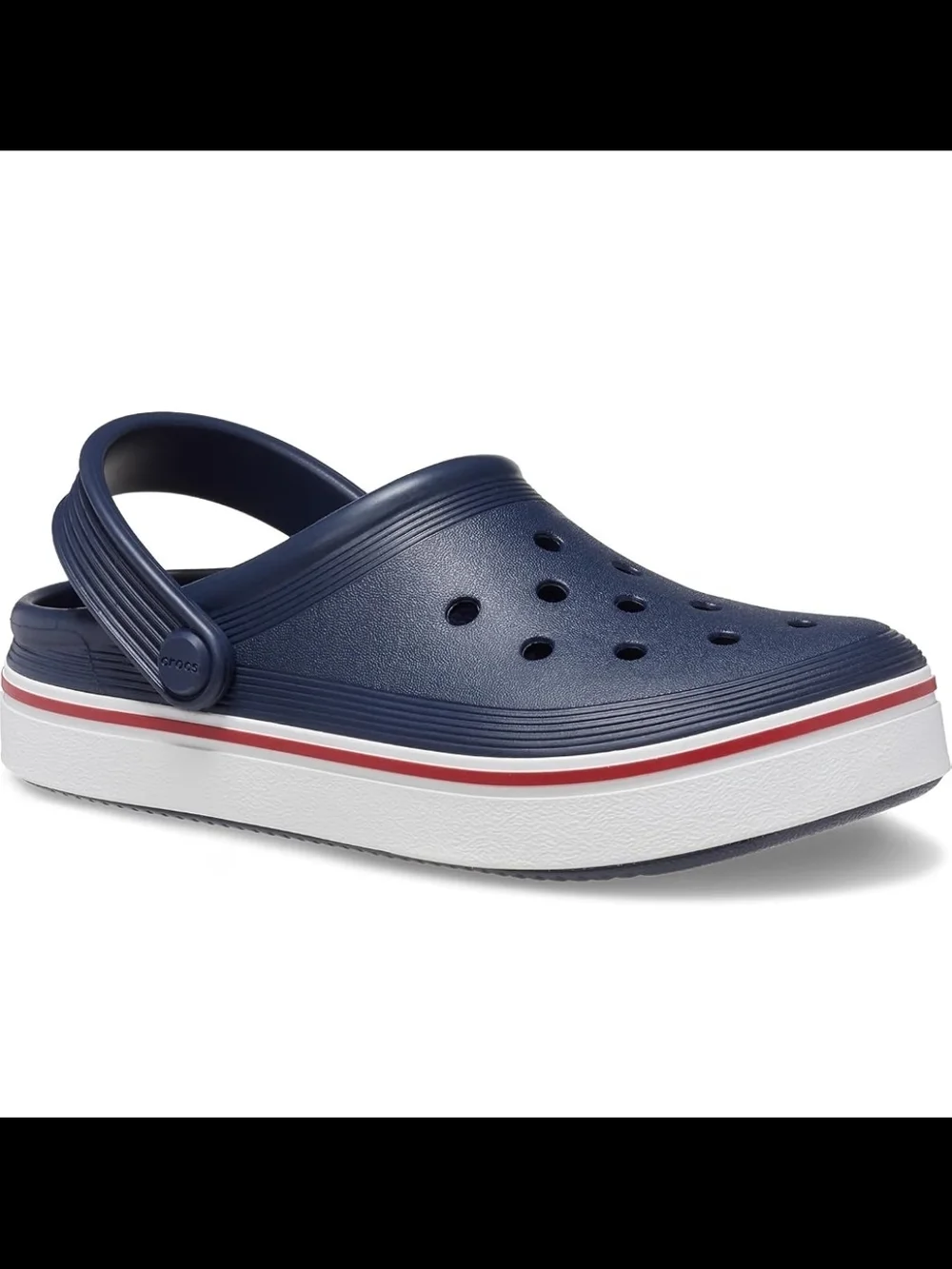 CROCS Kids Navy Off Court Clogs Navy with Red Stripe | 13